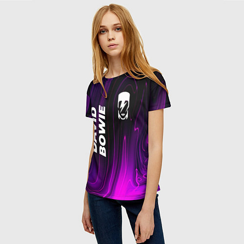 Женская футболка David Bowie violet plasma / 3D-принт – фото 3