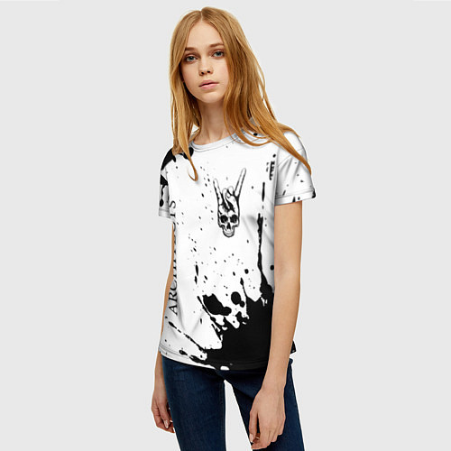 Женская футболка Architects и рок символ на светлом фоне / 3D-принт – фото 3
