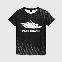 Футболка женская Papa Roach с потертостями на темном фоне, цвет: 3D-принт