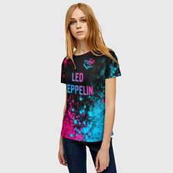 Футболка женская Led Zeppelin - neon gradient: символ сверху, цвет: 3D-принт — фото 2