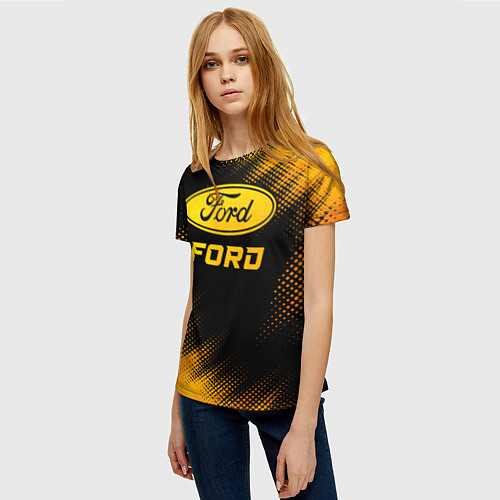 Женская футболка Ford - gold gradient / 3D-принт – фото 3