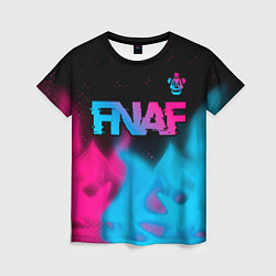 Футболка женская FNAF - neon gradient: символ сверху, цвет: 3D-принт