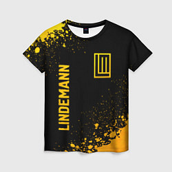 Футболка женская Lindemann - gold gradient: надпись, символ, цвет: 3D-принт