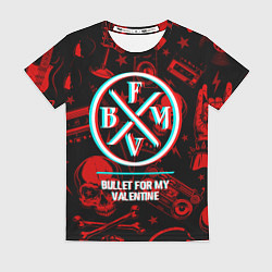 Футболка женская Bullet For My Valentine rock glitch, цвет: 3D-принт