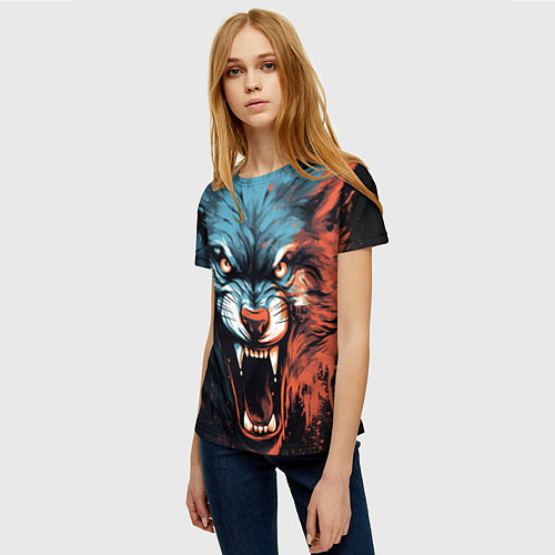 Женская футболка Fantasy wolf / 3D-принт – фото 3