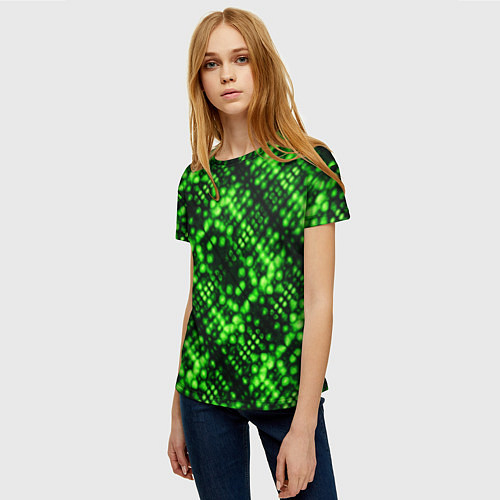 Женская футболка Зеленые точечные ромбы / 3D-принт – фото 3