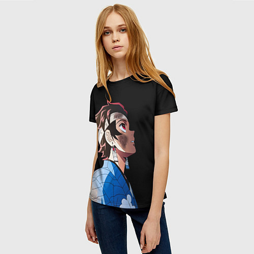 Женская футболка Танджиро - клинок - минимализм / 3D-принт – фото 3