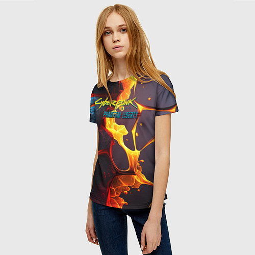 Женская футболка Cyberpunk 2077 phantom fire / 3D-принт – фото 3