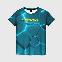 Футболка женская Cyberpunk 2077 phantom liberty blue logo, цвет: 3D-принт