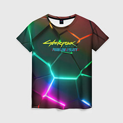 Футболка женская Cyberpunk 2077 phantom liberty logo neon, цвет: 3D-принт