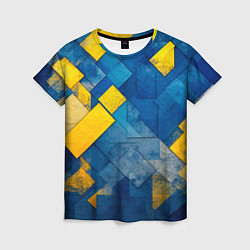 Футболка женская Синяя и жёлтая геометрия, цвет: 3D-принт