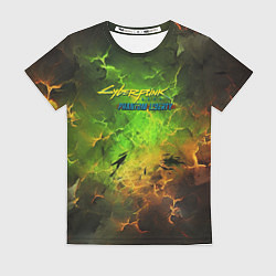 Футболка женская Cyberpunk 2077 phantom liberty green, цвет: 3D-принт