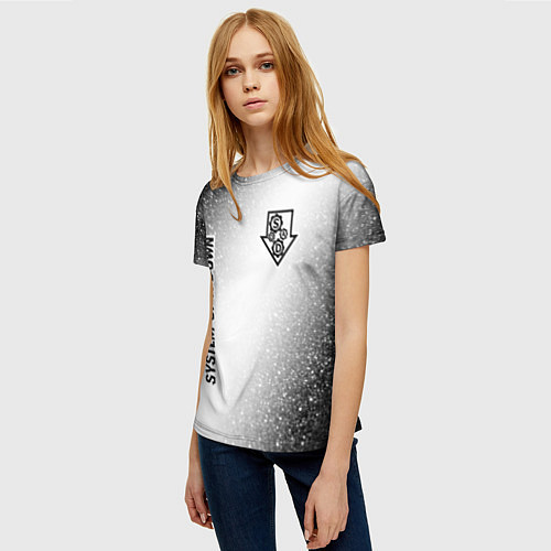Женская футболка System of a Down glitch на светлом фоне: надпись, / 3D-принт – фото 3