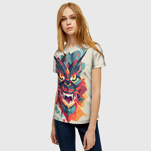 Женская футболка Дракон: арт нейросети / 3D-принт – фото 3