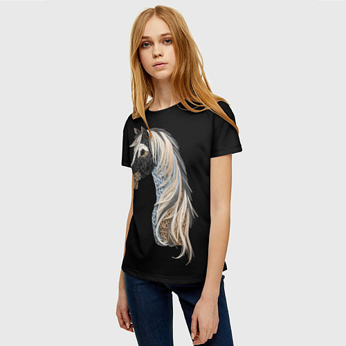 Женская футболка Вышивка Лошадь / 3D-принт – фото 3