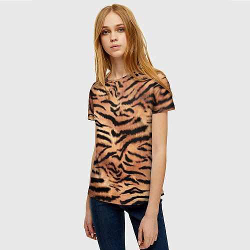 Женская футболка Полосатая шкура тигра / 3D-принт – фото 3