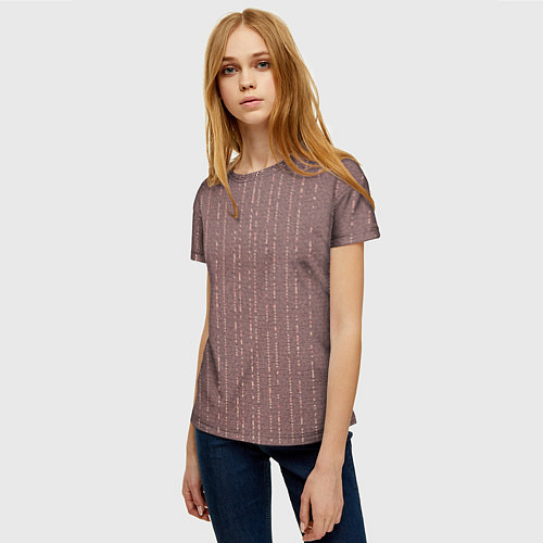 Женская футболка Мелкая мозаика бордо полосы / 3D-принт – фото 3