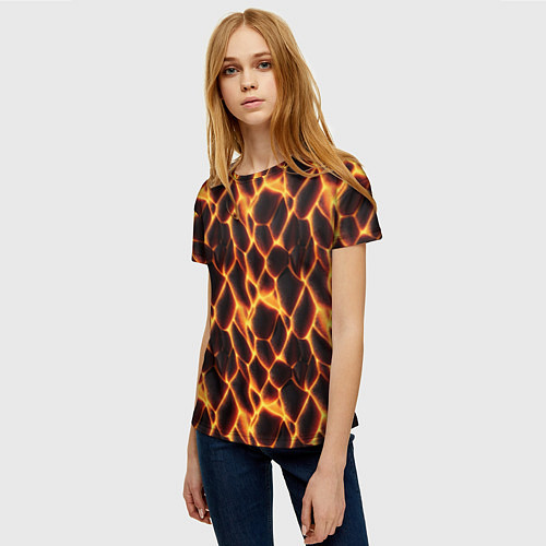 Женская футболка Раскалённые камни лавы / 3D-принт – фото 3