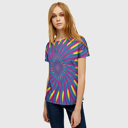 Женская футболка Оптическая иллюзия веер / 3D-принт – фото 3