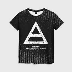 Футболка женская Thirty Seconds to Mars с потертостями на темном фо, цвет: 3D-принт