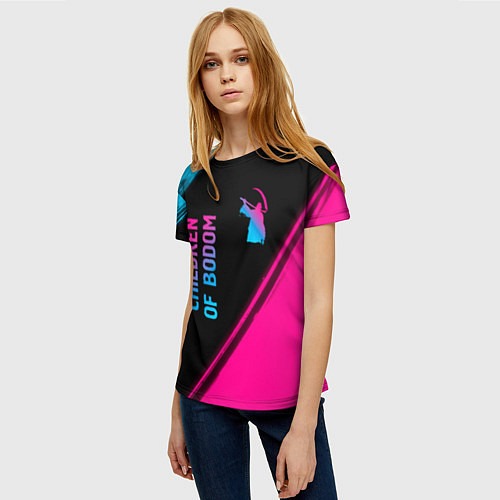 Женская футболка Children of Bodom - neon gradient: надпись, символ / 3D-принт – фото 3