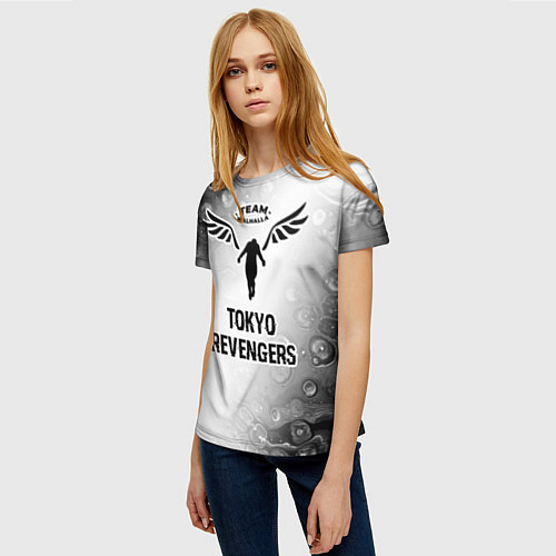 Женская футболка Tokyo Revengers glitch на светлом фоне / 3D-принт – фото 3