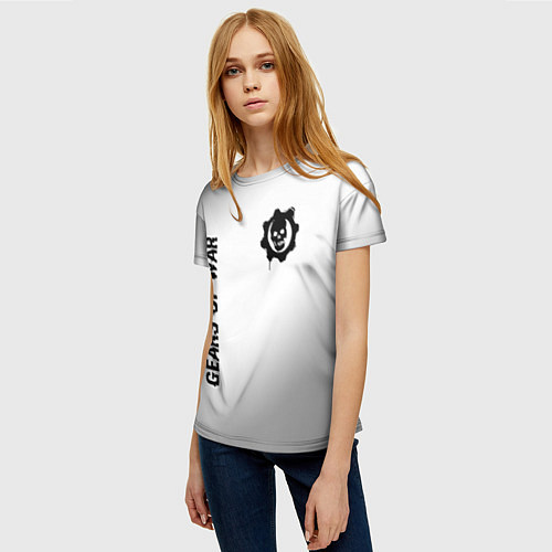 Женская футболка Gears of War glitch на светлом фоне: надпись, симв / 3D-принт – фото 3