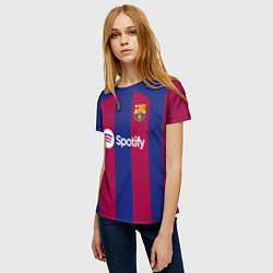 Футболка женская Гави Барселона форма 2324 домашняя, цвет: 3D-принт — фото 2