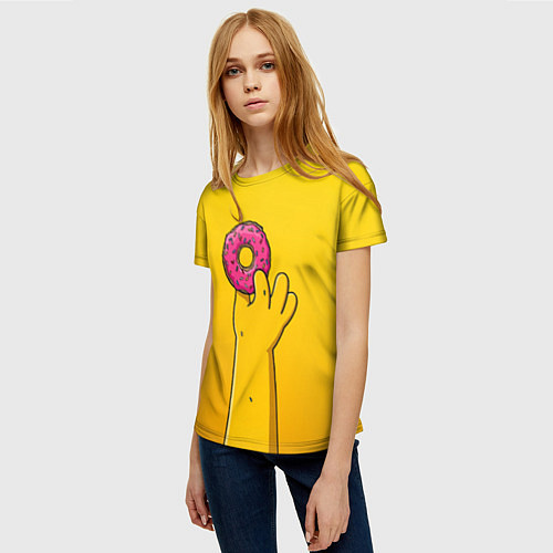 Женская футболка Гомер и пончик / 3D-принт – фото 3