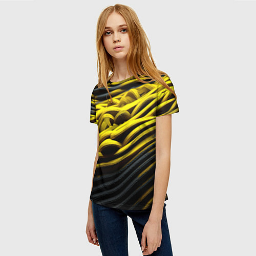 Женская футболка Золотые волны / 3D-принт – фото 3