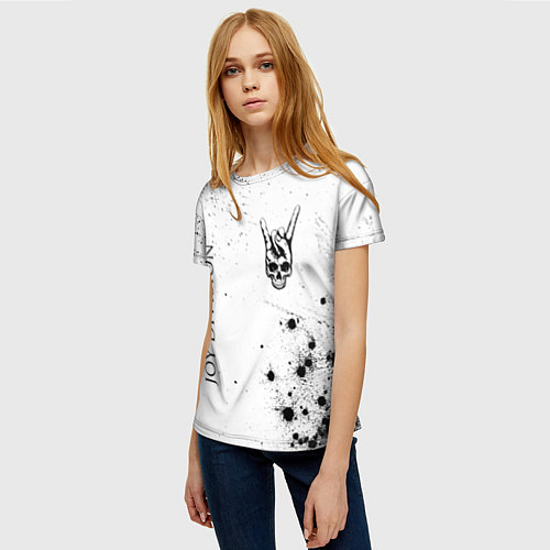 Женская футболка Joy Division и рок символ на светлом фоне / 3D-принт – фото 3