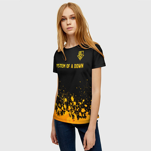 Женская футболка System of a Down - gold gradient: символ сверху / 3D-принт – фото 3
