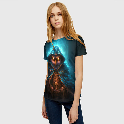 Женская футболка Сова в колдовской мантии / 3D-принт – фото 3