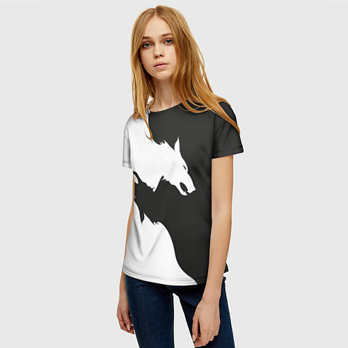 Женская футболка Волк инь ян / 3D-принт – фото 3