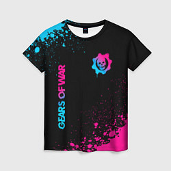 Футболка женская Gears of War - neon gradient: надпись, символ, цвет: 3D-принт