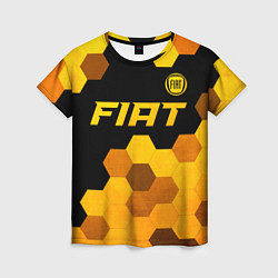 Футболка женская Fiat - gold gradient: символ сверху, цвет: 3D-принт