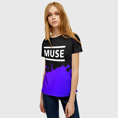 Женская футболка Muse purple grunge / 3D-принт – фото 3