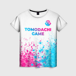 Женская футболка Tomodachi Game neon gradient style: символ сверху