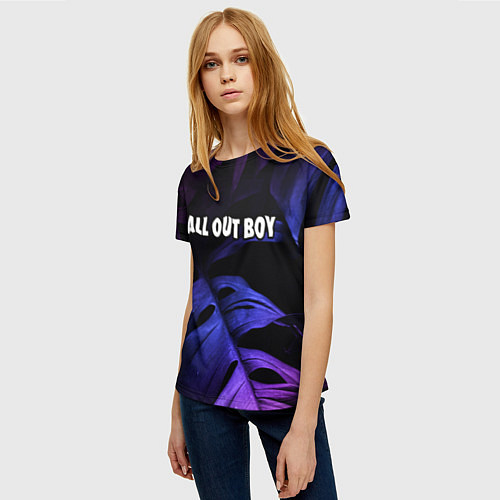 Женская футболка Fall Out Boy neon monstera / 3D-принт – фото 3