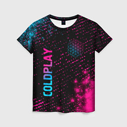 Футболка женская Coldplay - neon gradient: надпись, символ, цвет: 3D-принт