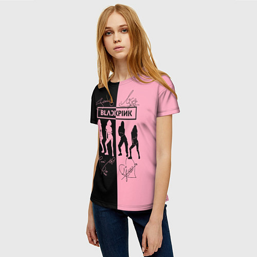 Женская футболка Blackpink силуэт девушек / 3D-принт – фото 3