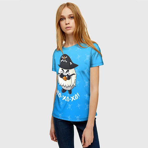 Женская футболка Chicken Gun: веселый цыпленок пират / 3D-принт – фото 3