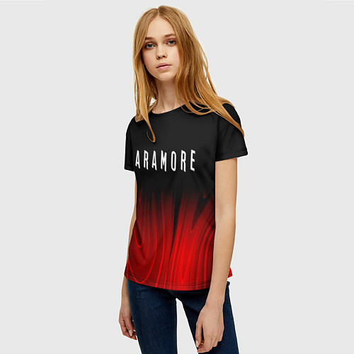 Женская футболка Paramore red plasma / 3D-принт – фото 3