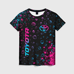 Футболка женская Toyota - neon gradient: надпись, символ, цвет: 3D-принт