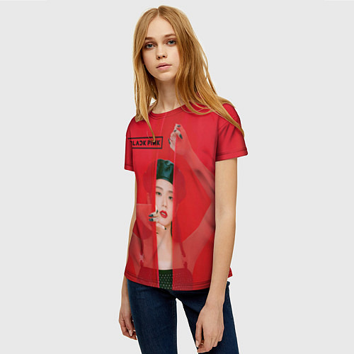 Женская футболка Blackpink red background / 3D-принт – фото 3
