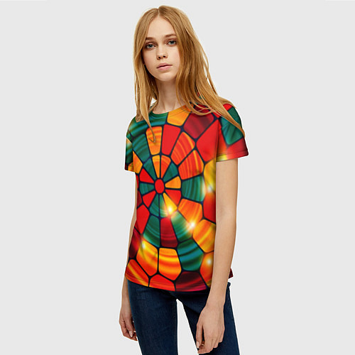Женская футболка Круговая мозаика / 3D-принт – фото 3