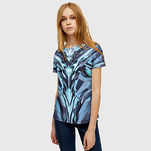 Женская футболка Светлая Кибер броня / 3D-принт – фото 3