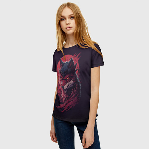 Женская футболка Злой лис - нейросеть / 3D-принт – фото 3