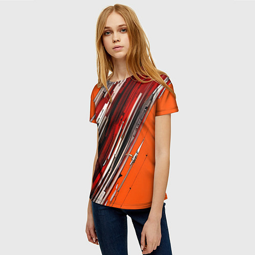 Женская футболка Киберпанк модерн линии / 3D-принт – фото 3