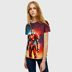 Футболка женская Крутой оранжевый робот, цвет: 3D-принт — фото 2